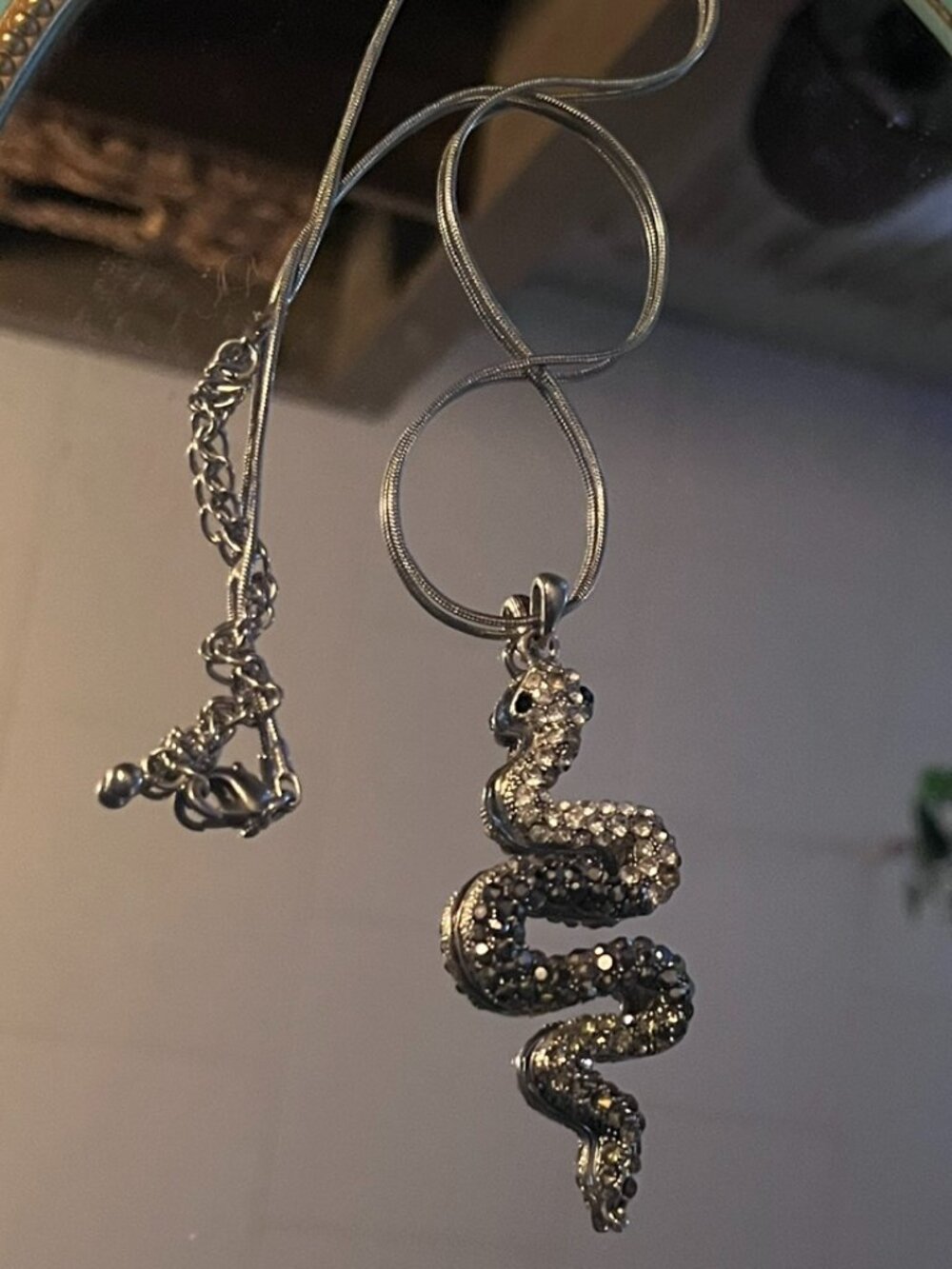 Silver Gem-encrusted Snake Necklace